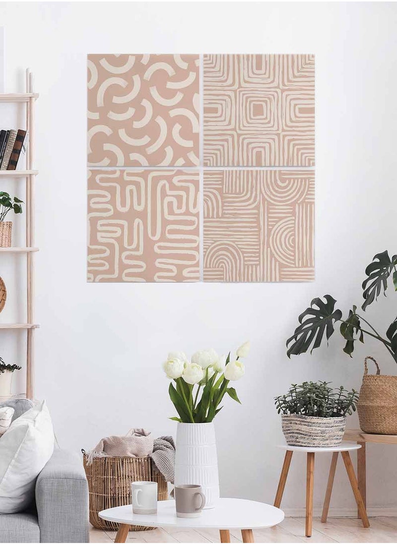 LOWHA Set Of 4 Framed Square Canvas Wall Arts Stretched Over Wooden Frame, Aesthetic Contemporary Painting, For Home, Living Room, Office Decor  - Image 2