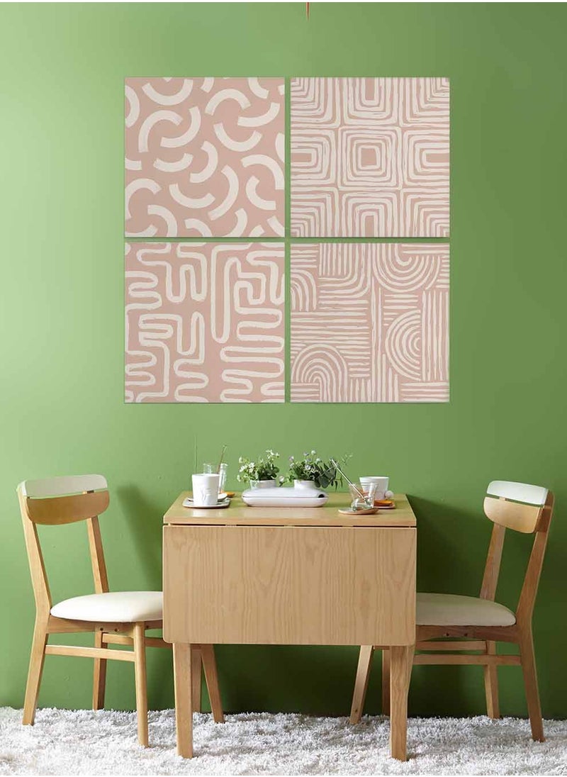 LOWHA Set Of 4 Framed Square Canvas Wall Arts Stretched Over Wooden Frame, Aesthetic Contemporary Painting, For Home, Living Room, Office Decor  - Image 3