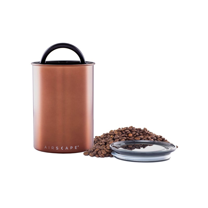 Planetary Design Airscape Stainless Steel Coffee Canister | Food Storage Container | US Patented Inner Plunger Lid REMOVES Excess Oxygen | Don't Buy airtight, Buy AIR-Less | (Medium, Brushed Copper) - Image 1
