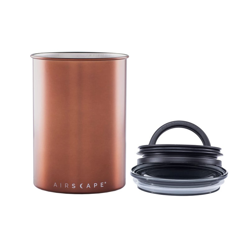 Planetary Design Airscape Stainless Steel Coffee Canister | Food Storage Container | US Patented Inner Plunger Lid REMOVES Excess Oxygen | Don't Buy airtight, Buy AIR-Less | (Medium, Brushed Copper) - Image 4