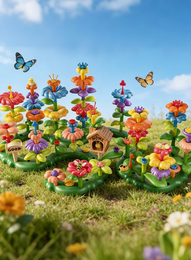 بيتوبي 123 قطعة من مجموعات DIY لعبة حديقة الزهور اللغز ، مجموعة من مجموعات البناء لتطوير التفكير المنطقي والخيال للأطفال ، مصممة للأطفال والمراهقين والبالغين - Image 3