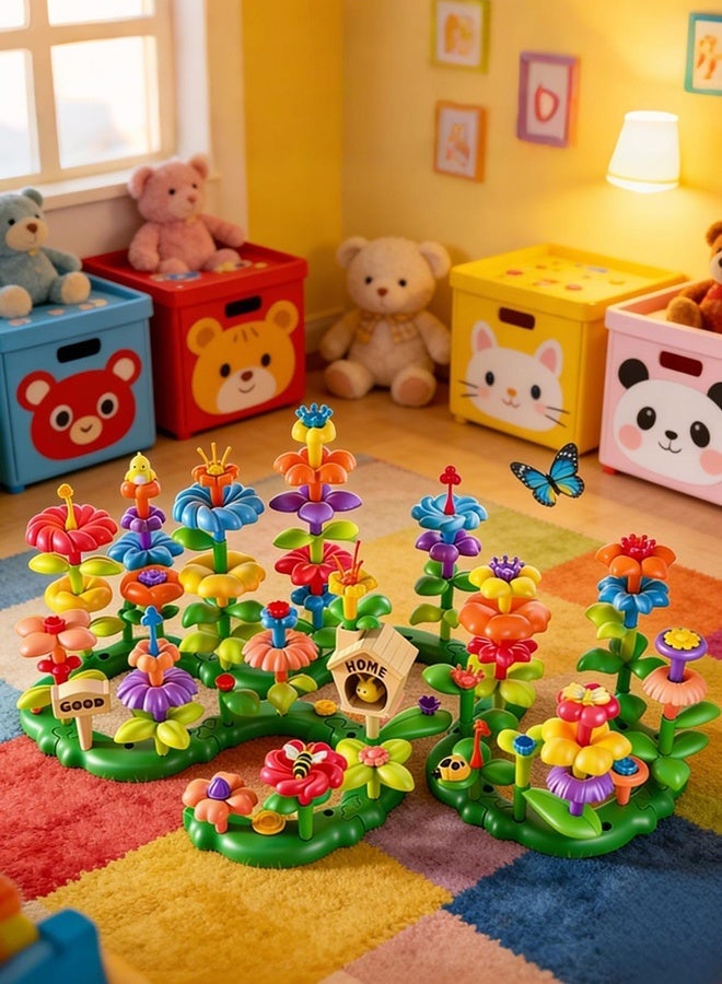 بيتوبي 123 قطعة من مجموعات DIY لعبة حديقة الزهور اللغز ، مجموعة من مجموعات البناء لتطوير التفكير المنطقي والخيال للأطفال ، مصممة للأطفال والمراهقين والبالغين - Image 1