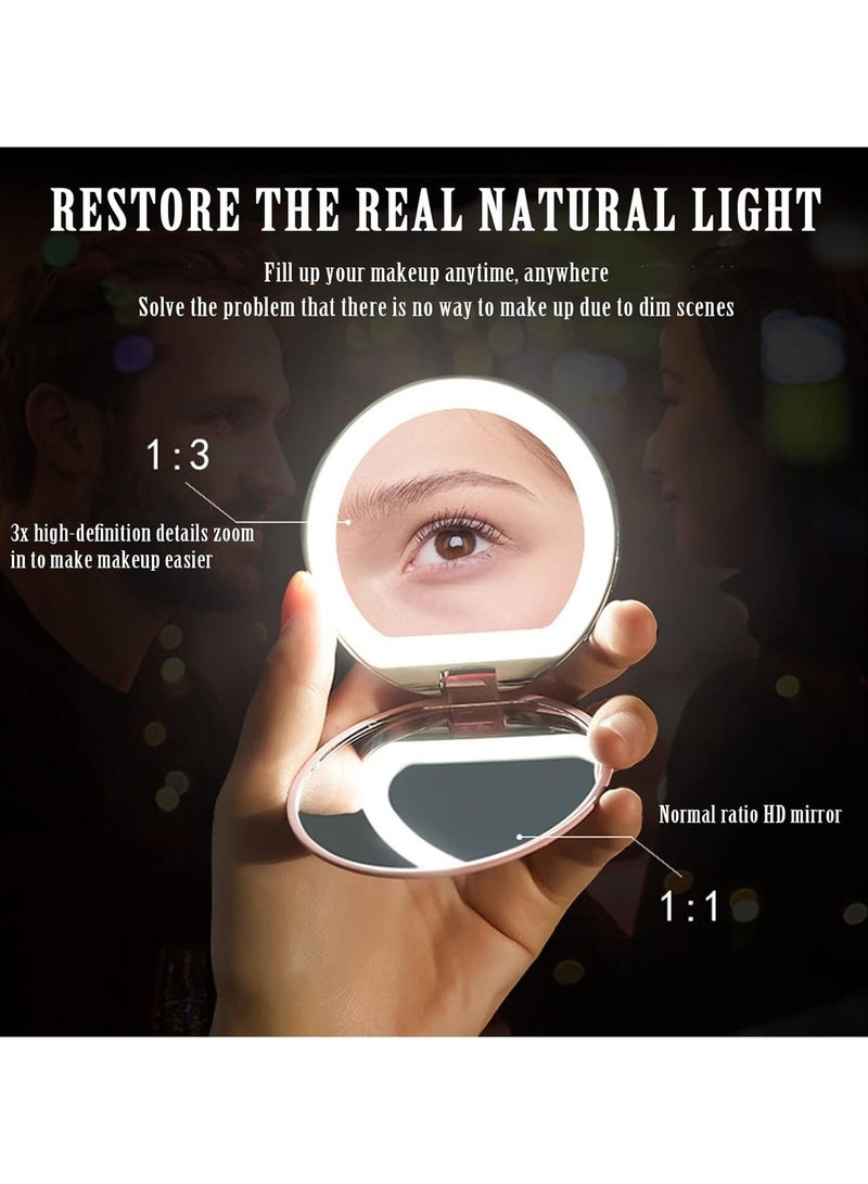 Kimaya LED Travel Makeup Mirror, 3.5 inch Lighted Compact Mirror, 10X Magnification, Handheld 2-Sided Pocket Mirror, Travel Mirror, Portable Folding Mirror For Handbag, Purse, Gifts for Girls - Image 4