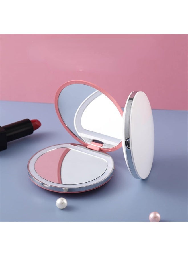 Kimaya LED Travel Makeup Mirror, 3.5 inch Lighted Compact Mirror, 10X Magnification, Handheld 2-Sided Pocket Mirror, Travel Mirror, Portable Folding Mirror For Handbag, Purse, Gifts for Girls - Image 1