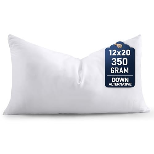 Utopia Bedding Throw Pillows Set of 1 White 12 x 20 Inches Down Alternative Pillows for Bed Sofa and Couch Fluffy Decorative Stuffer Pillow for Indoors Outdoors - Image 1