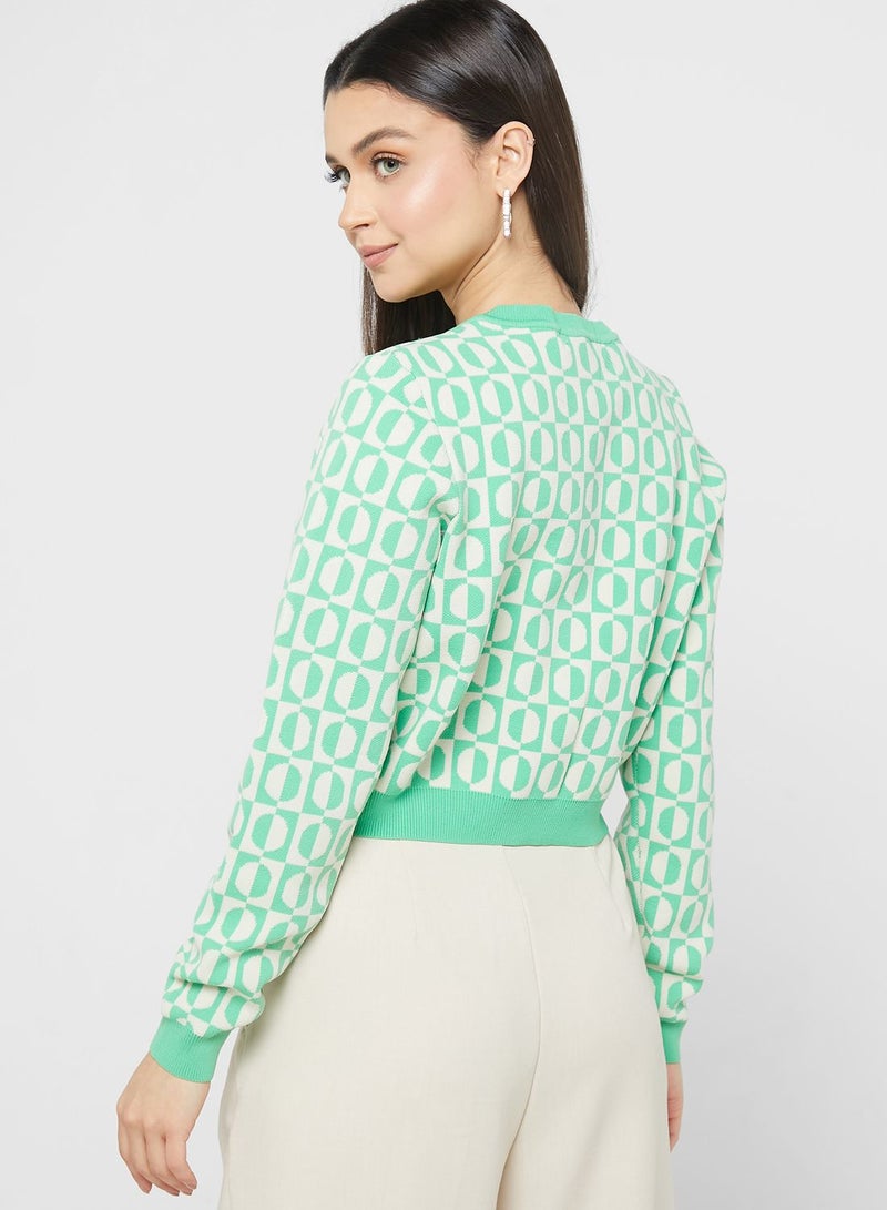 Printed Button Detail Cardigan