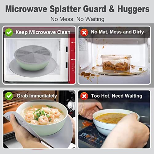 KooMall 12 10 8 Inch Multi-use Microwave Mat, Trivet, Pot Holders, Drying, Baking, Place Mat, Utensils Rest, Silicone Cover Pad for Hot Pot Pans Bowls Plates Dishes Kitchen Counter,Heat Resistant,Gray - Image 3