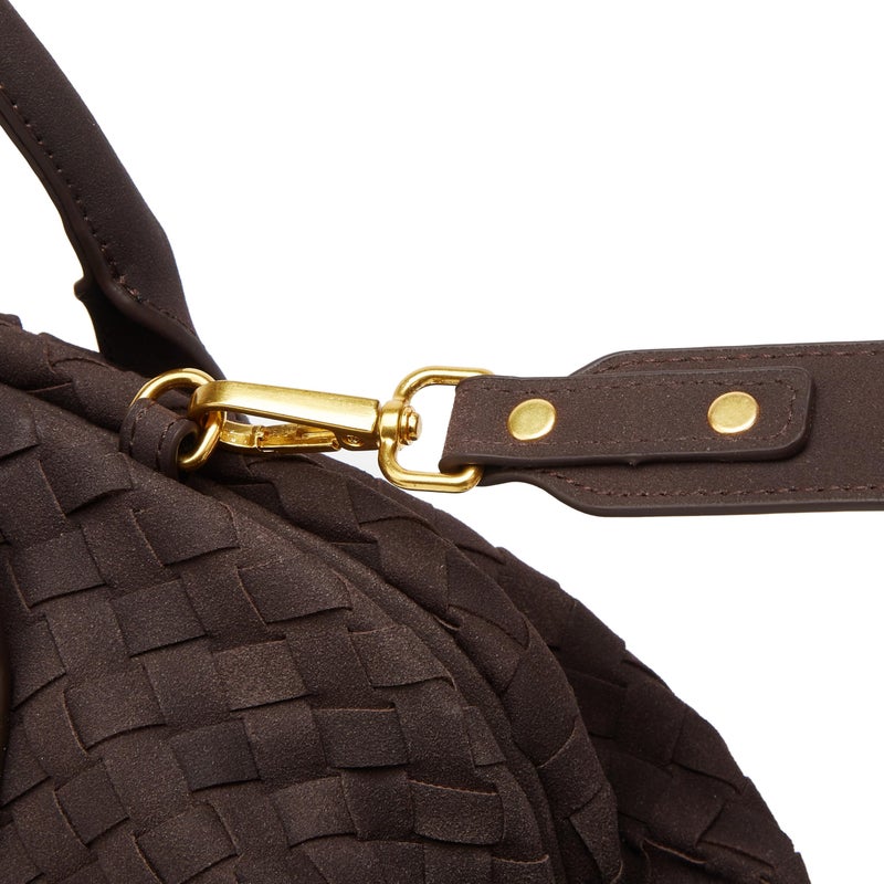 Hzxsny Suede Woven Tote Bag for Women Faux Suede Shoulder Bag Woven Purse Vintage Top Handle Handbags Slouchy Hobo Purses Satchel - Image 5