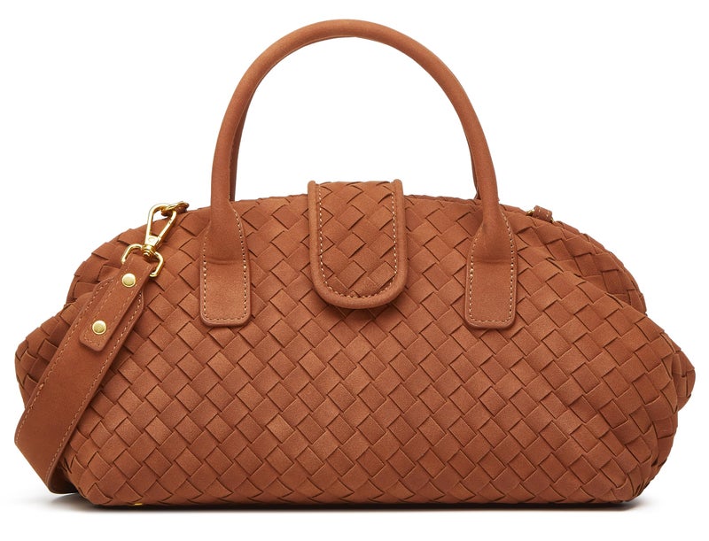 Hzxsny Suede Woven Tote Bag for Women Faux Suede Shoulder Bag Woven Purse Vintage Top Handle Handbags Slouchy Hobo Purses Satchel - Image 1