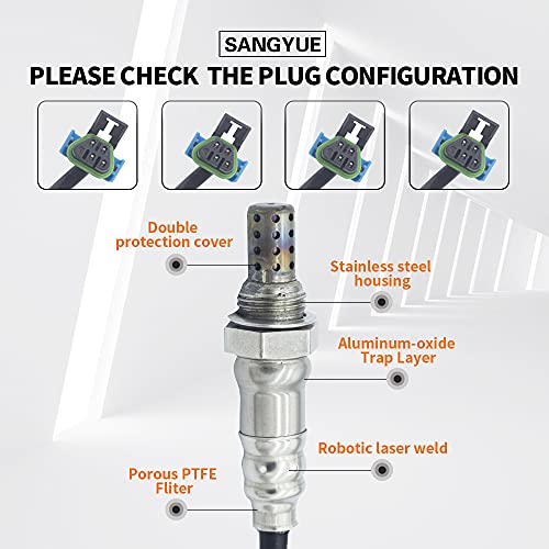 Sangyue حساس أكسجين سانغيو O2 02 1 و 2 لسيارات GMC أكاديا وشيفروليه ترافيرس وبويك إنكلايف 2009 2010 2011 3.0L 3.6L أعلى وأسفل 4 قطع - Image 3