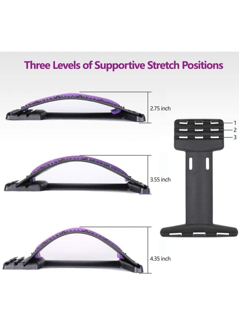 Generic Back Stretcher - 3 Heights Adjustable Back Stretcher For Pain Relief, Lower Back Stretcher With Massaging Points & Cushion Foam, Spine Deck For Office Chair, Car, Travel(Purple) - Image 3
