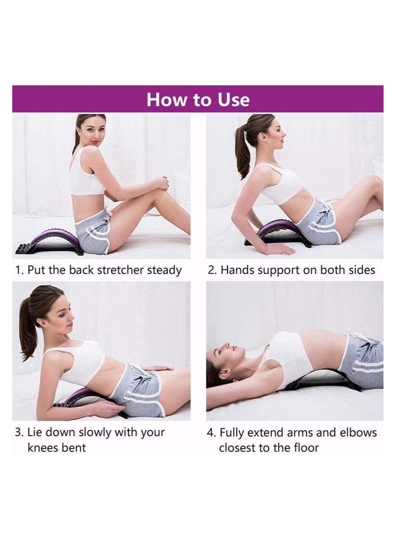Generic Back Stretcher - 3 Heights Adjustable Back Stretcher For Pain Relief, Lower Back Stretcher With Massaging Points & Cushion Foam, Spine Deck For Office Chair, Car, Travel(Purple) - Image 4