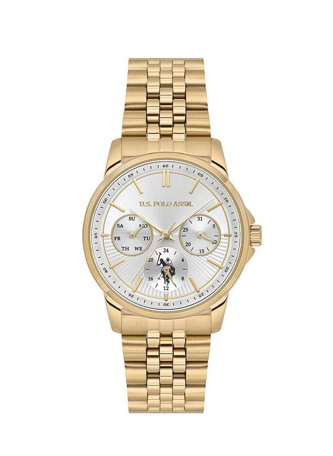 U.S. Polo Assn. U.S. Polo Assn. Crossing Ladies' 34mm Chronograph Watch with Silver Dial & Gold Stainless Steel Bracelet - USPA2076-05, Bold Rugged Luxury  - Image 1