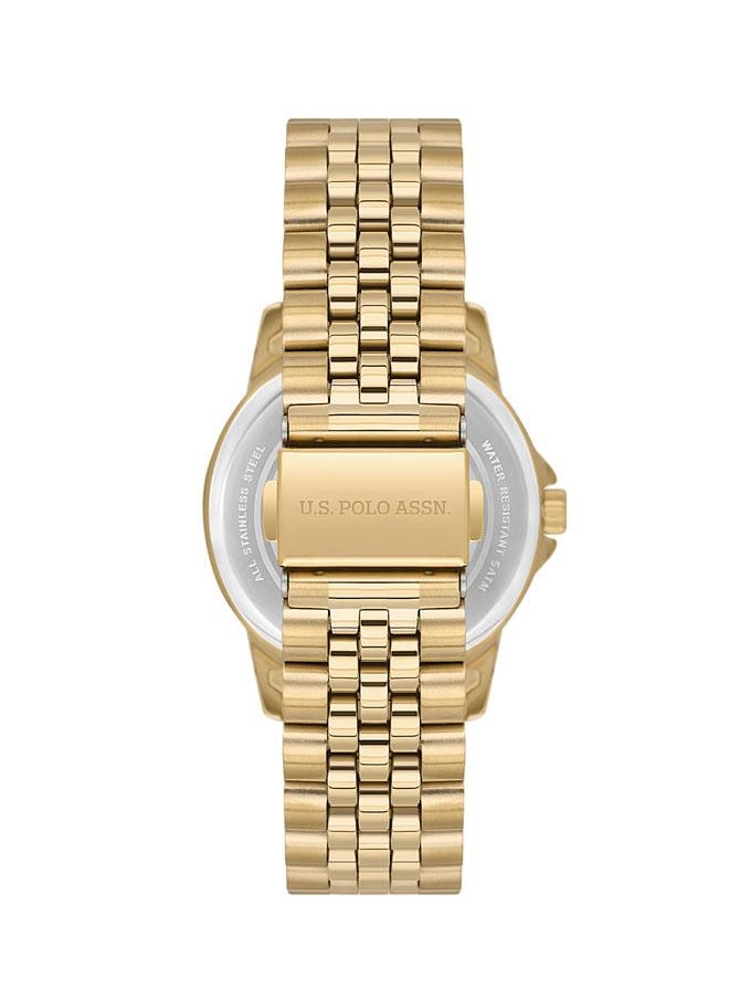 U.S. Polo Assn. U.S. Polo Assn. Crossing Ladies' 34mm Chronograph Watch with Silver Dial & Gold Stainless Steel Bracelet - USPA2076-05, Bold Rugged Luxury  - Image 3