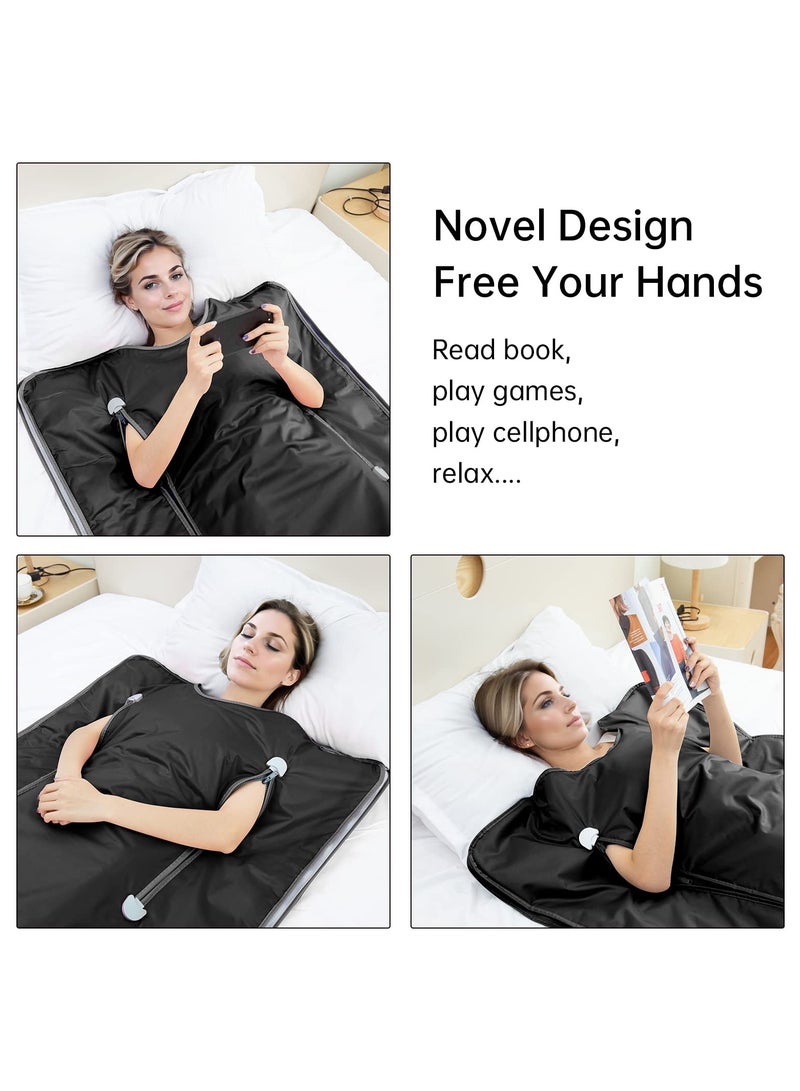 XiuWoo Infrared Sauna Blanket - Sauna Blanket with Remote Control for Exercise Recovery, Portable Infrared Sauna Blanket for Home Relaxation Calm Your Body and Mind Black - Image 5
