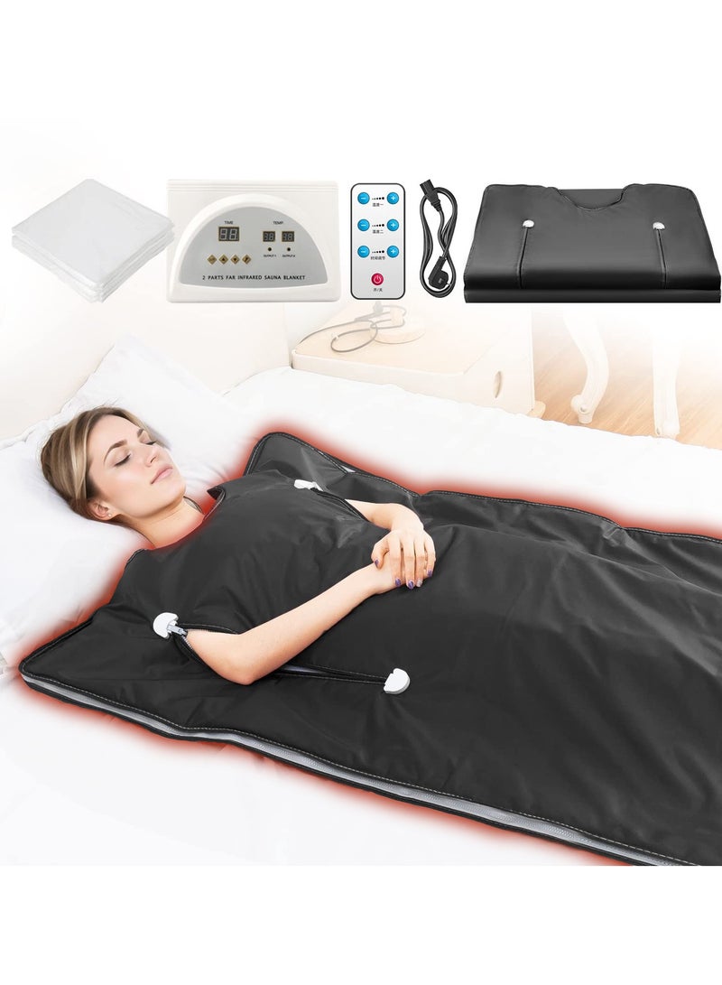 XiuWoo Infrared Sauna Blanket - Sauna Blanket with Remote Control for Exercise Recovery, Portable Infrared Sauna Blanket for Home Relaxation Calm Your Body and Mind Black - Image 1