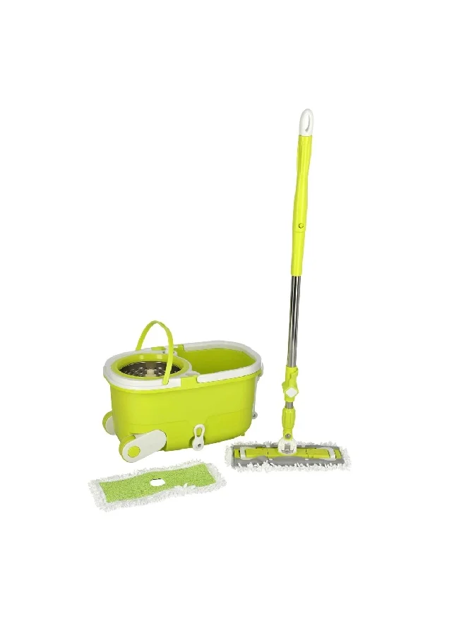 HoneyBee Spin Flat Mop Bucket Kit Green and White SM-37