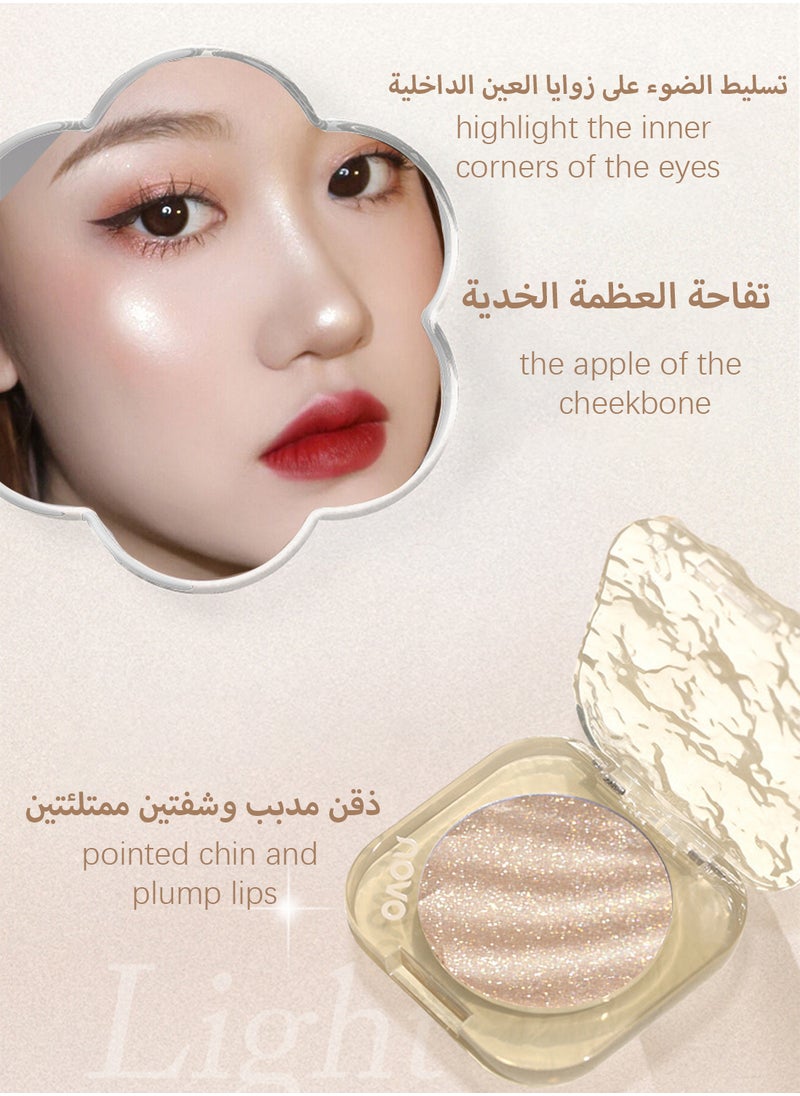 Novo Phantom Light Sensing Stereoscopic Highlighter, Face Highlighter Palette, Shiny Glitter Shimmer Body Base Illuminator, Lasting Lightweight Contour Concealer Highlight Powder for Face Body Cheek 4.7g  - Image 3