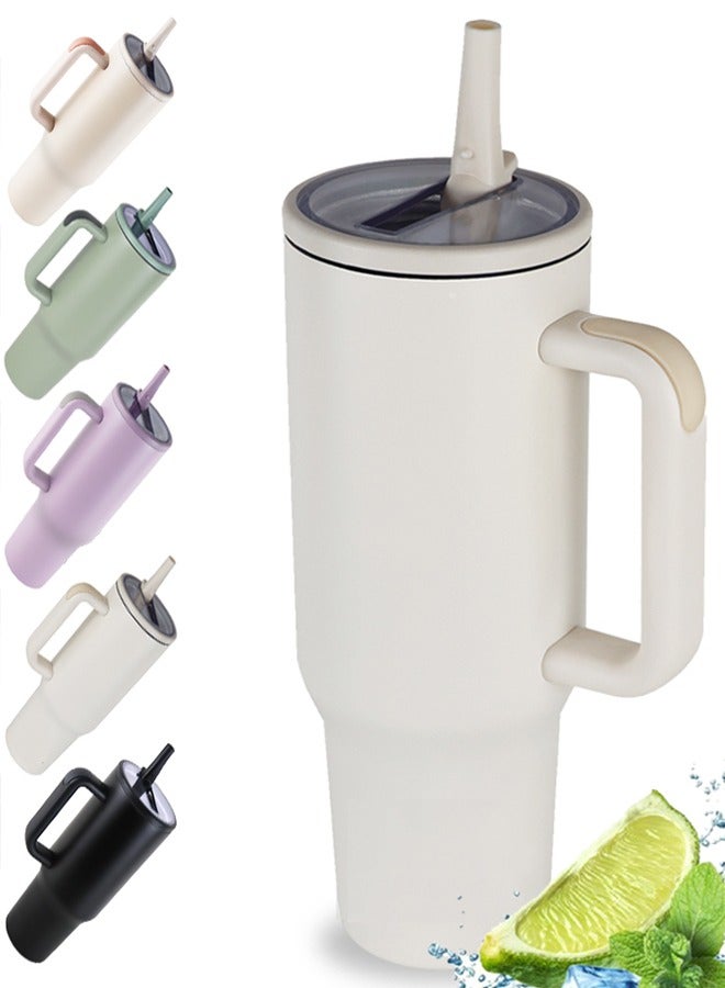 40 oz Handle Tumbler with Flip Straw - Insulated Travel Mug for Hot & Cold Beverages  - Image 1