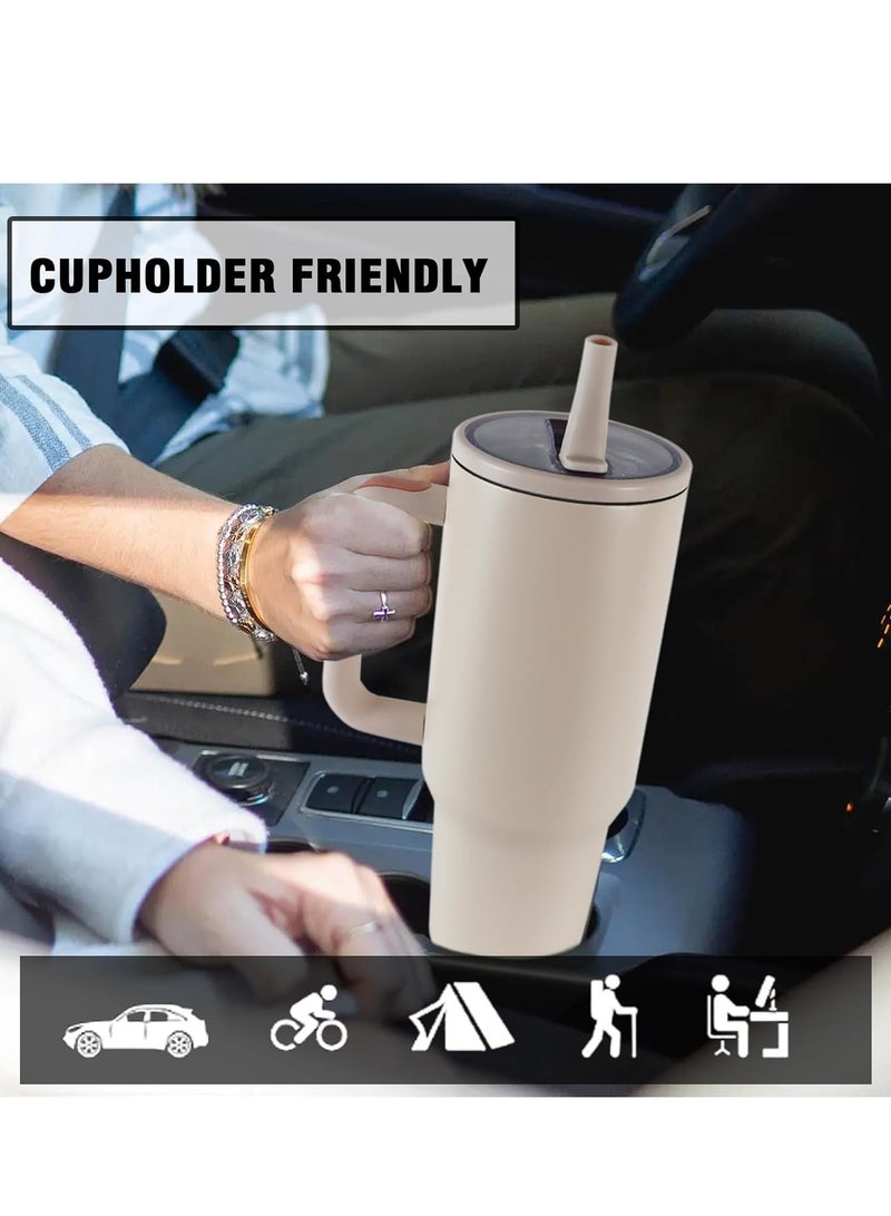 40 oz Handle Tumbler with Flip Straw - Insulated Travel Mug for Hot & Cold Beverages  - Image 3