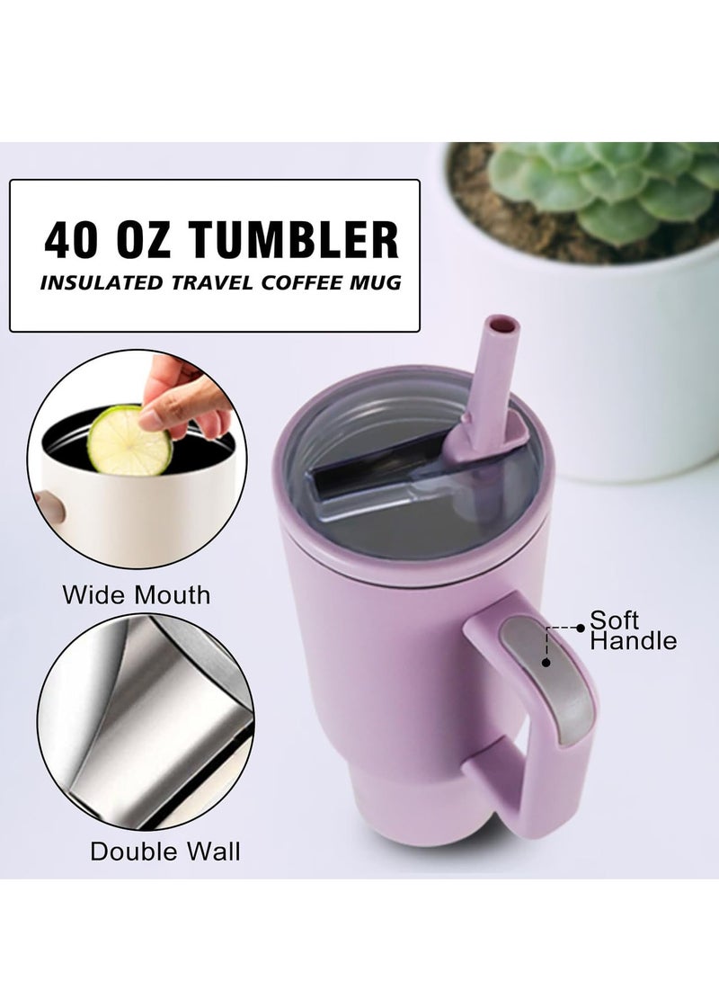 40 oz Handle Tumbler with Flip Straw - Insulated Travel Mug for Hot & Cold Beverages  - Image 4