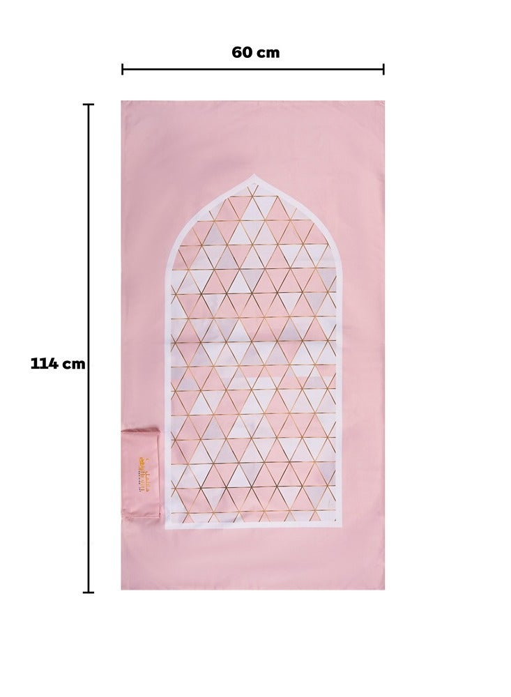 Hilalful سجادة صلاة هلال فول صلاح أون ذا جو من البوليستر - فسيفساء وردية | سجادة صلاة إسلامية للأطفال | مقاومة للماء | مضادة للانزلاق | هدية إسلامية للعيد ورمضان | للسفر | خفيفة الوزن - Image 3