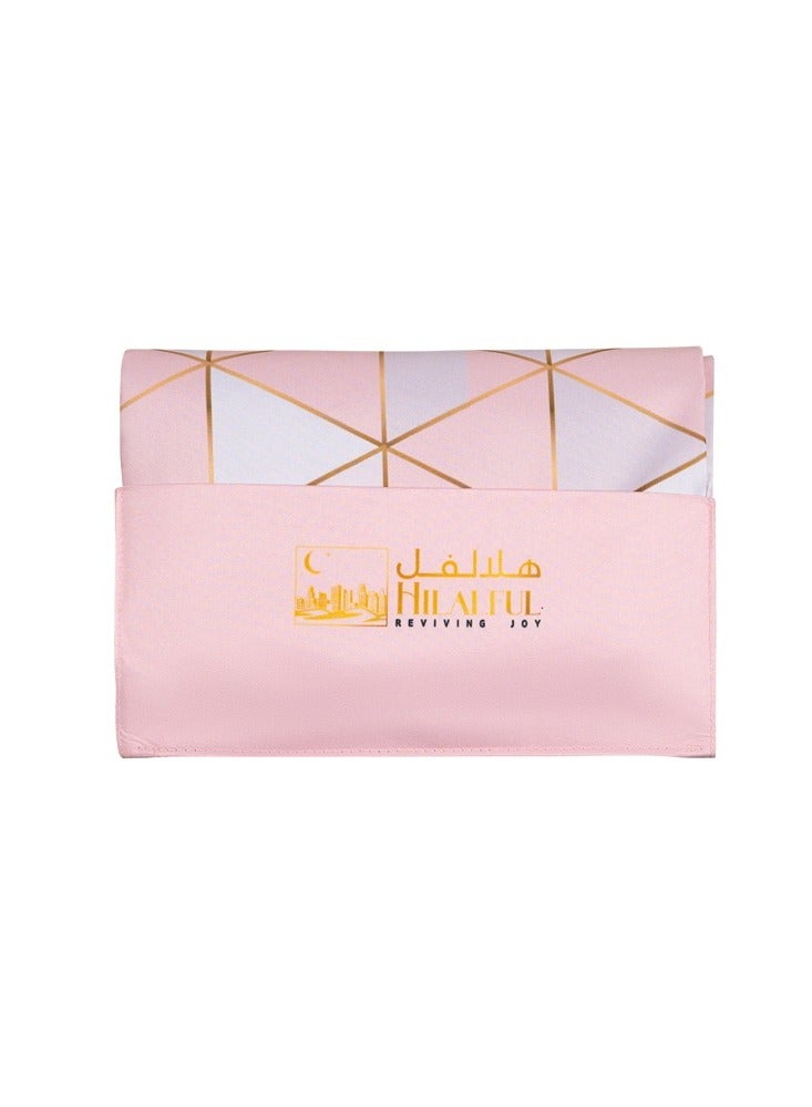 Hilalful سجادة صلاة هلال فول صلاح أون ذا جو من البوليستر - فسيفساء وردية | سجادة صلاة إسلامية للأطفال | مقاومة للماء | مضادة للانزلاق | هدية إسلامية للعيد ورمضان | للسفر | خفيفة الوزن - Image 2