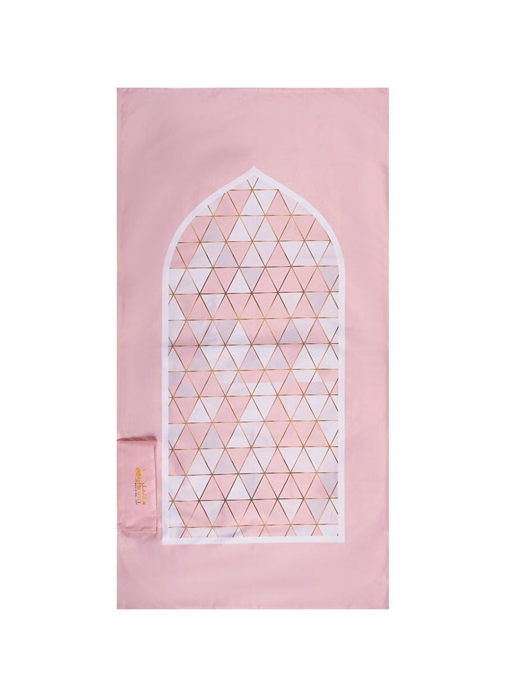 Hilalful سجادة صلاة هلال فول صلاح أون ذا جو من البوليستر - فسيفساء وردية | سجادة صلاة إسلامية للأطفال | مقاومة للماء | مضادة للانزلاق | هدية إسلامية للعيد ورمضان | للسفر | خفيفة الوزن - Image 4