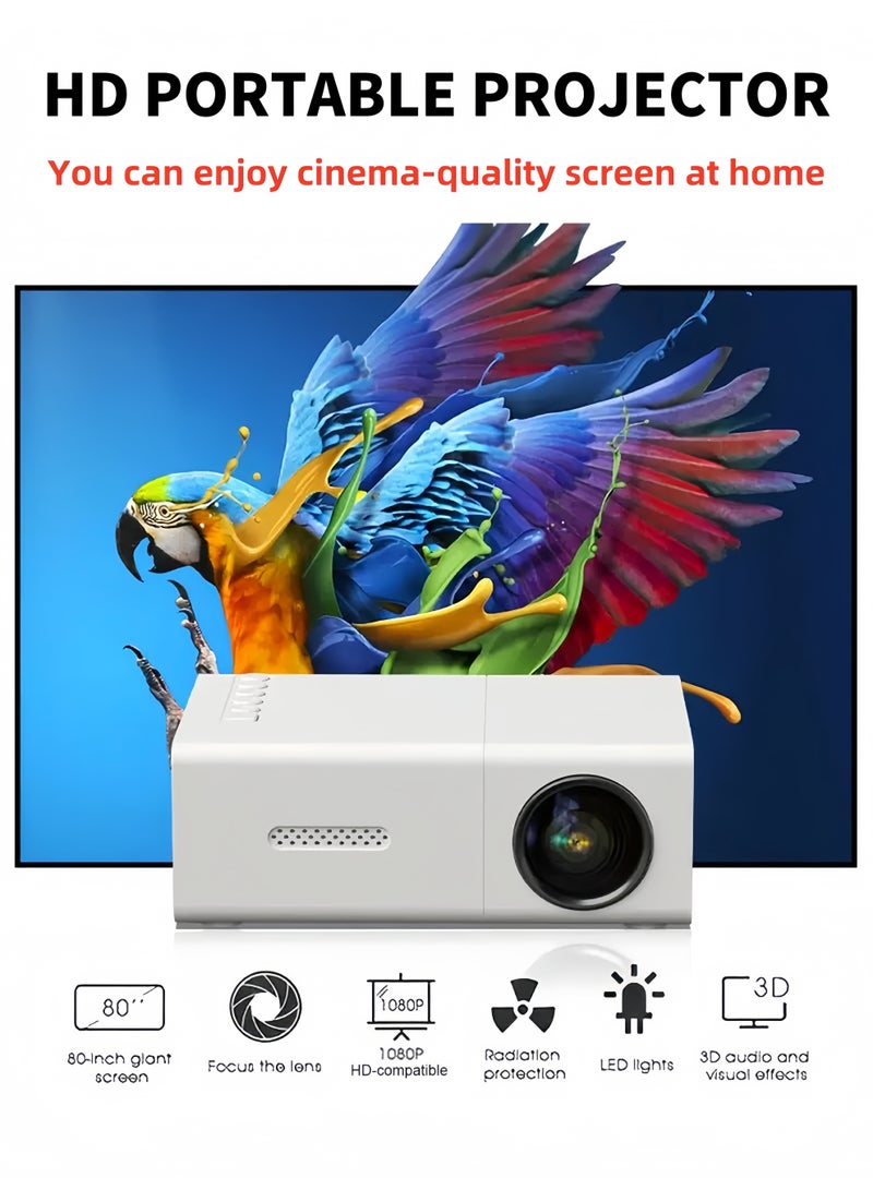 Mini Portable Projector, Support 4K, Outdoor Video Projector, LED Pico Movie Projector for Home Theater, 1080P High Resolution Projector  - Image 1