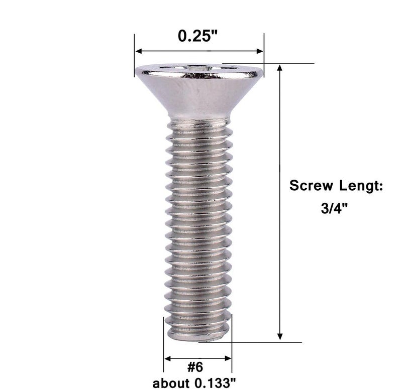 VAMUOEFL #6-32 x 3/4" Phillips Flat Head Machine Screws, Stainless Steel 304 (18-8), UNC Coarse Thread, Countersunk Head Machine Screws, 50Pcs - Image 2