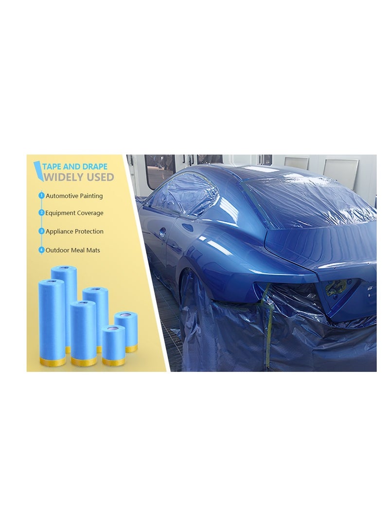 Zikra 6 Pack Tape and Drape Pre Taped Masking Protective Film for Automotive Covering Assorted Masking Paper Painting 3 Sizes - Image 3
