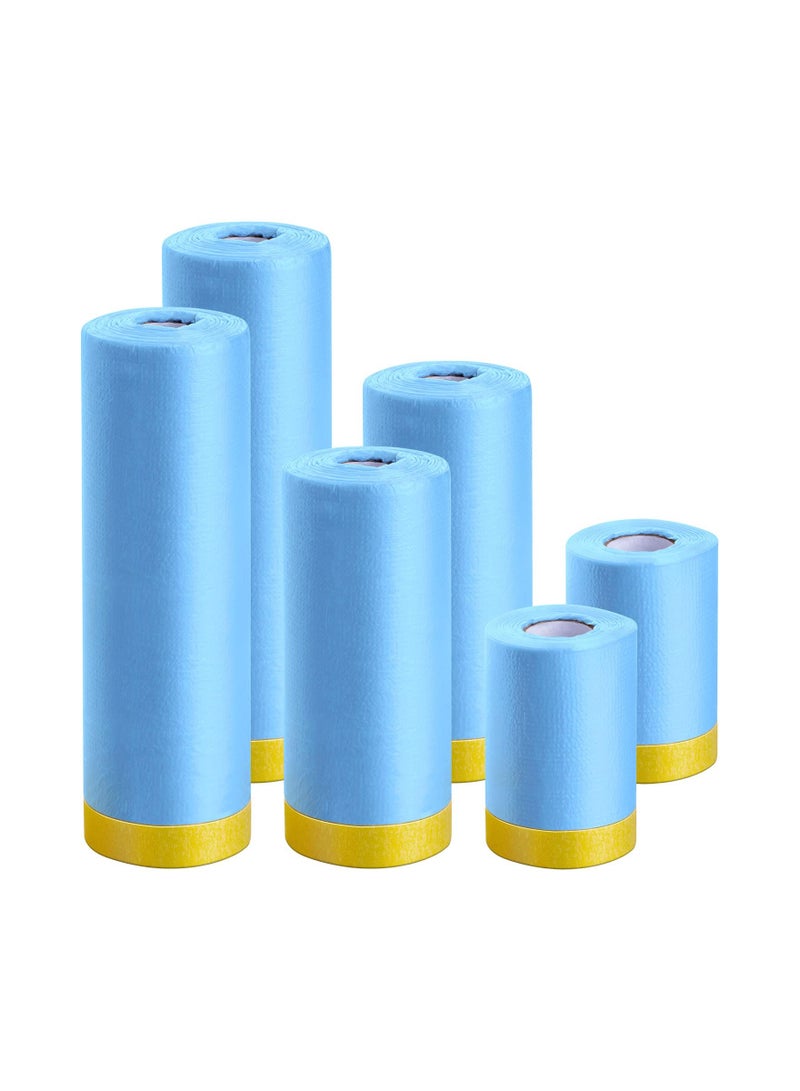 Zikra 6 Pack Tape and Drape Pre Taped Masking Protective Film for Automotive Covering Assorted Masking Paper Painting 3 Sizes - Image 1