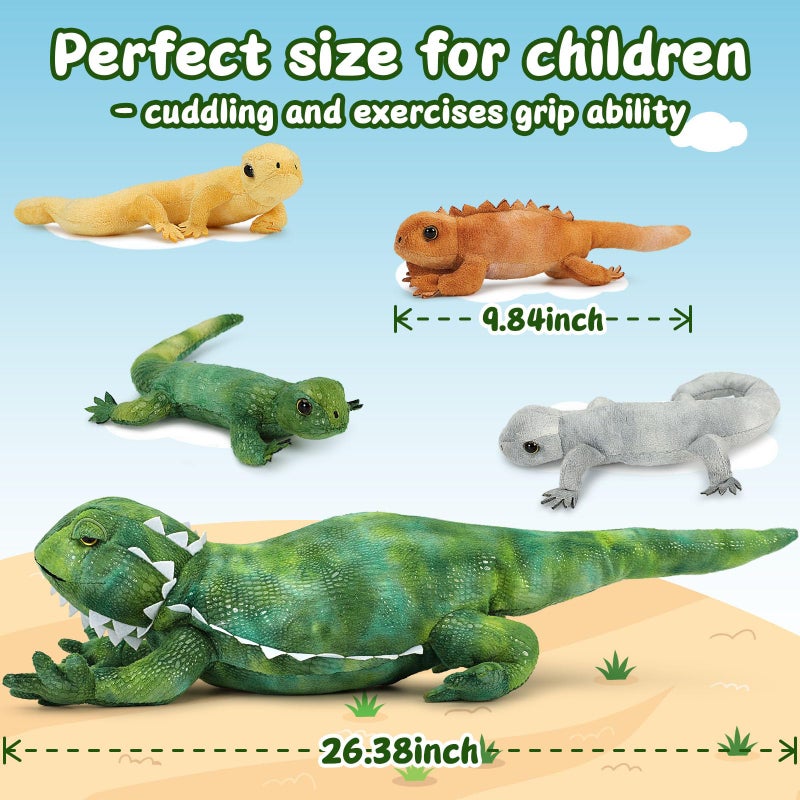 MorisMos Lizard Stuffed Animal with 4 Babies Inside, 26in Stuffed Lizard Plush with Zippered Belly, Bearded Dragon Stuffed Animal Mommy Babies Set for Kids Boys Girls on Christmas, Birthday - Image 3