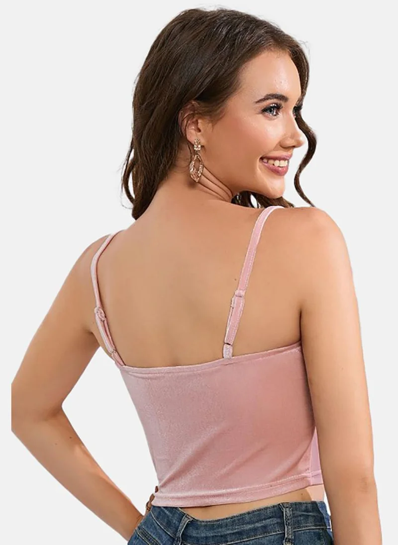 YUNIQEE Pink Solid Slim Fit Sleeveless Top