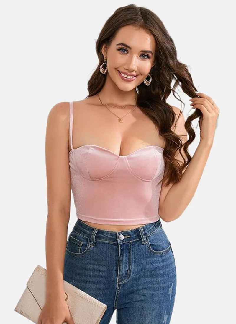 YUNIQEE Pink Solid Slim Fit Sleeveless Top