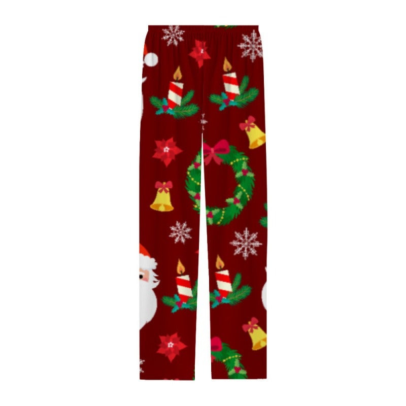 2026 European and American Style Cotton-Like 3D Printed Striped Pants - Comfortable Breathable Home Sleepwear for Christmas