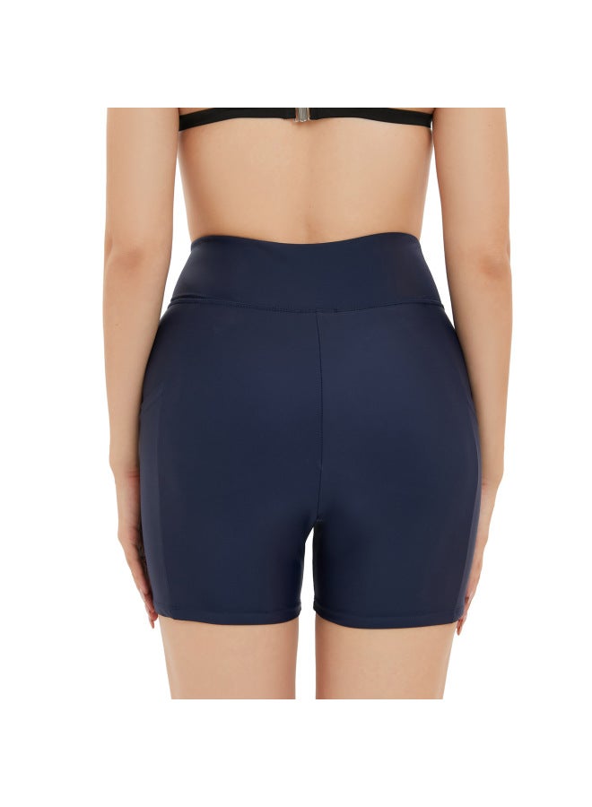 إسكدنيا سراويل سباحة عالية الخصر 2023 سراويل سباحة أوروبية وأمريكية سراويل سباحة مرنة نحيفة للنساء سراويل سباحة محافظة للسيدات - اللون: كحلي - - Image 5