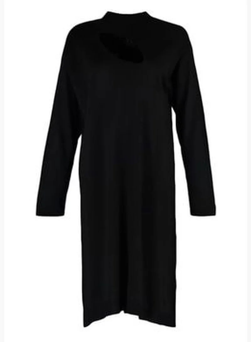 trendyol Black Stand-Up Collar Cut Out Detailed Sweater Dress TBBAW23AH00067