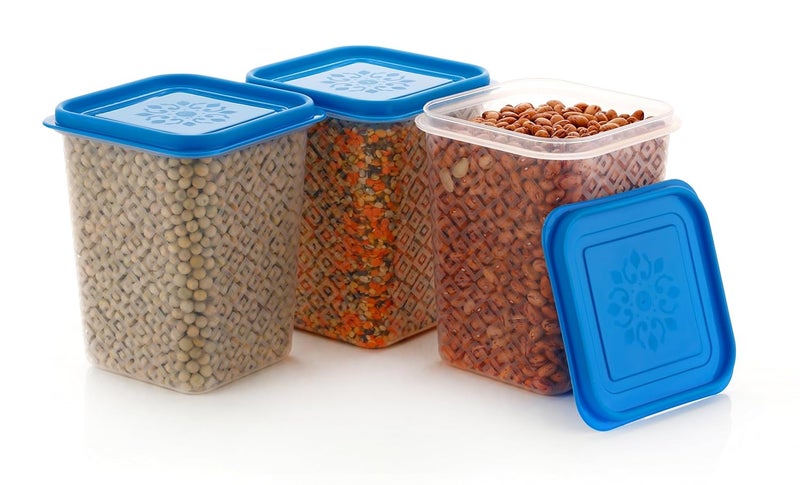 HINDSTAR Multipurpose Plastic Storage Jars and Kitchen Mate Classic Containers BPAFree Airtight Kitchen Container Set for Spices Grains and More Items Transparent 1000ML Set of 12 - Image 4