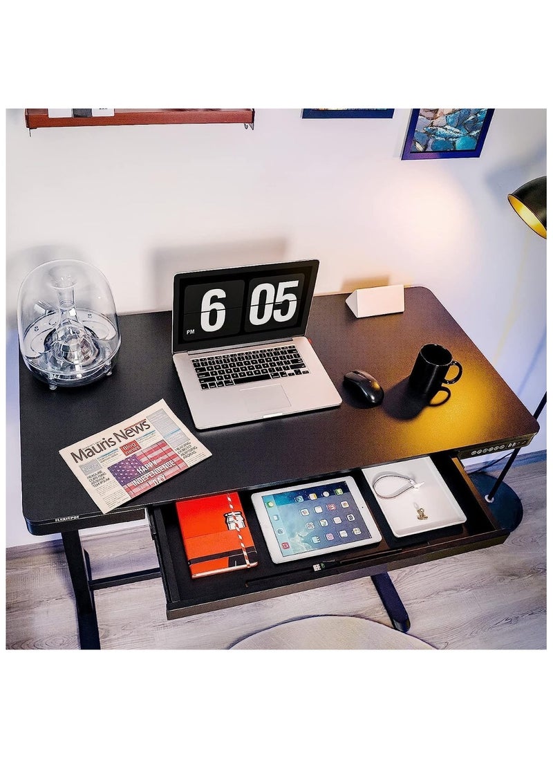 Flexispot - Flexispot Electric Standing Desk with Drawer Height Adjustable 48 x 24 Inches White Desktop & Frame Comhar Home Office Table w/USB Charge Ports, Storage - Image 1