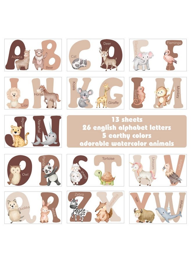 Hoteam Animal Alphabet Wall Decals Boho Abc Stickers Large Wall Letters Decor For 26 English Abc Wall Stickers For Kids Featuring Cute Watercolor Animals Wall Peel And Stick For Kids Nursery Classroom - Image 5