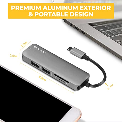 AROPANA USB C Hub HDMI Adapter for MacBook Pro 2019/2018/2017, Aropana 5 in 1 Dongle USB-C to HDMI, Sd/TF Card Reader and 2 Ports USB 3.0 (Space Gray) - Image 4