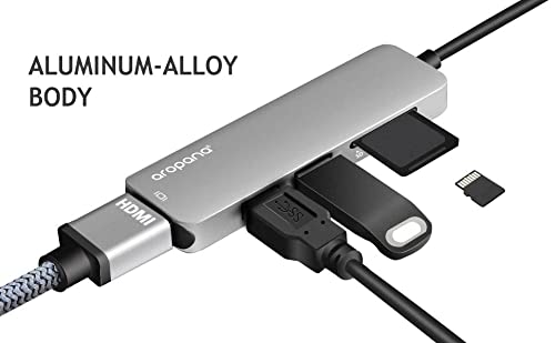 AROPANA USB C Hub HDMI Adapter for MacBook Pro 2019/2018/2017, Aropana 5 in 1 Dongle USB-C to HDMI, Sd/TF Card Reader and 2 Ports USB 3.0 (Space Gray) - Image 5