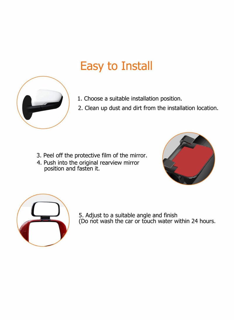 SYOSI Blind Spot Mirror-Side Mirror Wide Angle Mirror HD Glass Convex 360 Degree Rotation Car Rear Auxiliary Mirror with Adjustable Sticker Automotive Exterior Accessories for Cars Trucks（2 PCS）  - Image 2