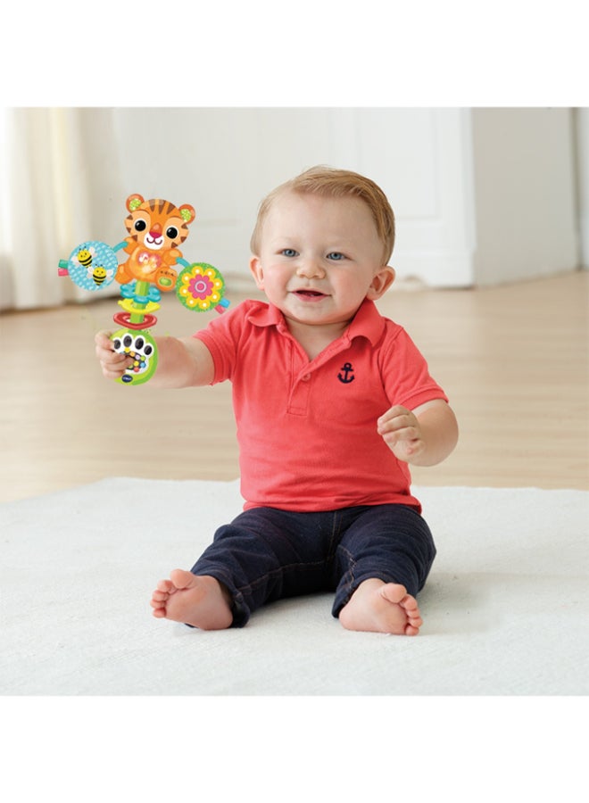 vtech Rattle & Roar Tiger | Baby Rattle with Lights, Music & Textured Pom Poms | Fine Motor & Sensory Development Toy for Infants - Image 2