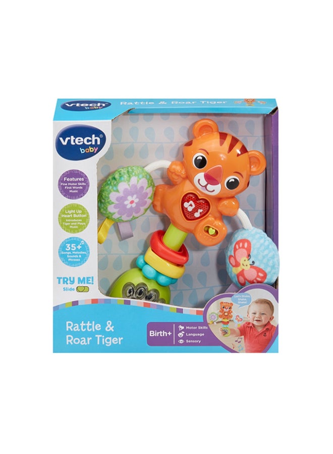 vtech Rattle & Roar Tiger | Baby Rattle with Lights, Music & Textured Pom Poms | Fine Motor & Sensory Development Toy for Infants - Image 3