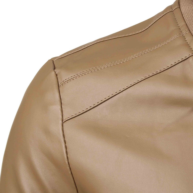 2019 E-Commerce Motorcycle Slim Leather Jacket Winter Men'S Pu Leather Jacket Baseball Casual Jacket Men'S Clothing - Image 4