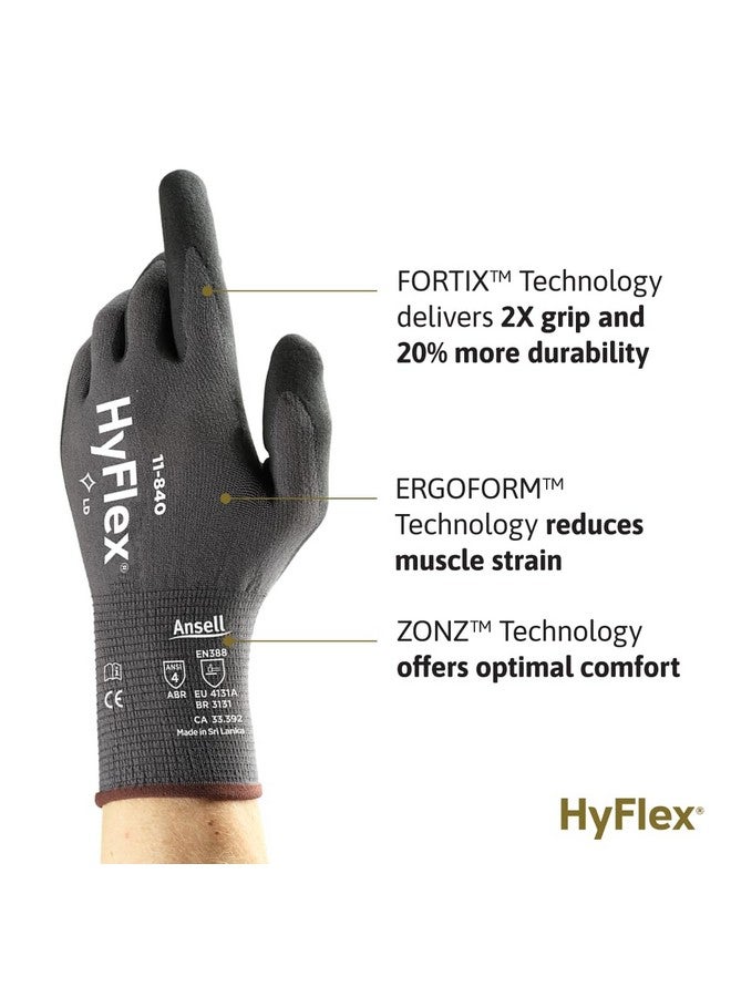 Ansell HyFlex 11-840 Ergonomic Abrasion-Resistant Nitrile Foam Industrial Gloves for Automotive, Fabrication, EMS, Utilities - Size 9, Black (12 Pairs) - Image 1