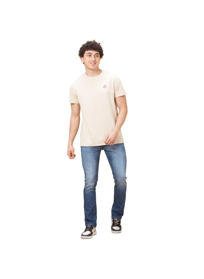 بيينغ هيومان Mens Chalk Round Neck Short Sleeve T-Shirt