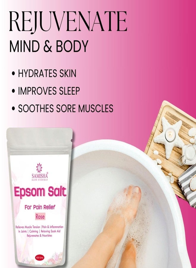 Samisha ملح إبسوم ساميشا - ملح الاستحمام | ملح إبسوم لتخفيف الألم | ملح إبسوم لغسل القدمين | كبريتات المغنيسيوم | استرخاء العضلات | ملح إبسوم للاستحمام والدش | ملح إبسوم المغنيسيوم (عبوة 1، وردة) - Image 4